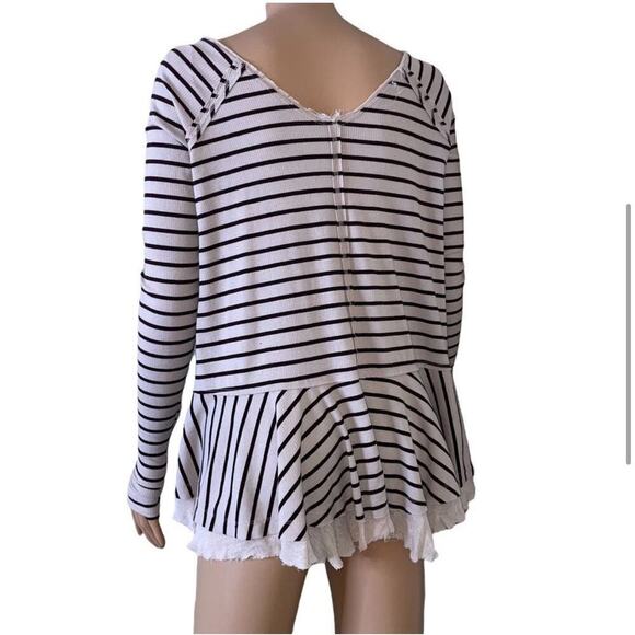 We The Free by Free People Tangerine Tee in Brown Sand. Striped Free People XS - Picture 3 of 10